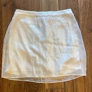 White sequin mini skirt